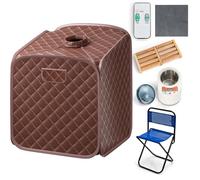 HOMASIS Mini Sauna De Vapor Portátil, Tienda de Sauna Plegable De Vapor 2 L, Sauna Para Hogar Con Control Remoto, Masajeador Móvil con 9 Grados De Temperatura Y Temporizador, 85x84x106cm (Café)