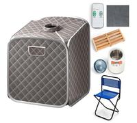 HOMASIS Mini Sauna De Vapor Portátil, Tienda de Sauna Plegable De Vapor 2 L, Sauna Para Hogar Con Control Remoto, Masajeador Móvil con 9 Grados De Temperatura Y Temporizador, 85x84x106cm (Gris)