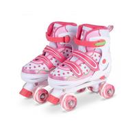 HOMASIS Patines 4 Ruedas Niña y Niño, Principiantes 5-14 Años | Patines Infantiles con 4 Tallas Ajustables, Ruedas Luminosas PU, Frenos Dobles, Regalo Cumpleaño para Interiores y Exteriores