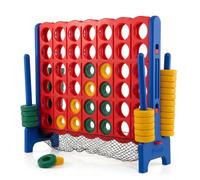 HOMASIS Set Conecta 4, Juego 4 en Línea para Niños y Adultos | Mega 4 en Raya Gigante con 42 Fichas, Soportes para Anillos, Palancas de Reinicio y Bolsa de Almacenaje de Malla