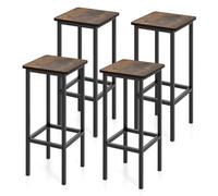 HOMASIS Set de 4 taburetes de Bar, Taburete de Bar Vintage con reposapiés, Taburete de Bistro de Madera y Estructura de Metal, Taburete de mostrador para Bares, Comedor y Sala de Estar (30x30x65cm)