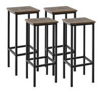 HOMASIS Set de 4 taburetes de Bar, Taburete de Bar Vintage con reposapiés, Taburete de Bistro de Madera y Estructura de Metal, Taburete de mostrador para Bares, Comedor y Sala de Estar (30x30x72cm)
