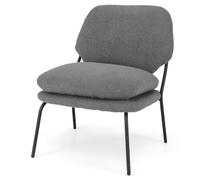 HOMASIS Silla de comedor con cojín grueso, respaldo inclinable, reposapiés ajustable, sin reposabrazos, silla acolchada de relax para cocina, salón u oficina, soporta hasta 145 kg, gris