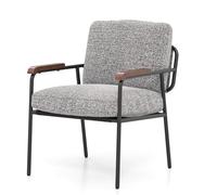 HOMASIS - Silla de salón con cojín dorsal, sillón auxiliar de relajación, asiento ancho acolchado, sofá perezoso con marco de metal, silla de lectura, moderna para dormitorio, sala de estar, oficina