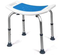 HOMASIS Taburete de ducha, taburete para baño de HDPE, estructura de aluminio, altura ajustable, asa oculta, silla para ducha para personas mayores, niños, 51 x 32 x 39-51 cm, blanco