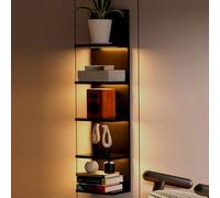 Homaterial Estantería de pared de 5 niveles, estantes de pared verticales modernos con luz, montaje en pared, estantes flotantes para decoración del hogar para dormitorio, sala de estar, exhibición de