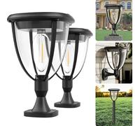 HomaVida 3 en 1 Luces Solares Led Exterior Jardin, con 2 Modos, Aplique IP65, Lámpara de Pared Decorativa Para Patio, Valla, Pasillo (2 Unidades)