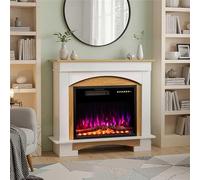 HOMAVO 23" Chimenea Eléctrica con Calefacción, 1000W/2000W Chimenea Decorativa, 12 Colores de Llama 3D, 4 Colores de Fuego de Madera, Control Remoto, Incluido Mueble Chimenea