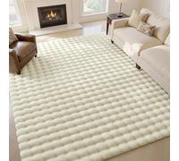 Homaxy Alfombra grande lavable con burbujas 3D para salón, 160 x 220 cm, color crema