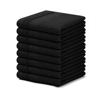 Homaxy Bayetas de cocina 100 % algodón, paquete de 8, 30 x 30 cm, gofradas, extrasuaves y absorbentes, secado rápido, color negro