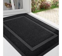 Homaxy Felpudo Exterior e Interior, Antideslizante, Lavable, fácil de Limpiar, Resistente para Puerta de casa, Entrada, balcón, jardín (43 x 76 cm, Negro)