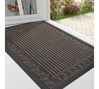 Homaxy Felpudo para exterior e interior, antideslizante, para exterior, resistente a la intemperie, duradero, lavable, para exterior, balcón, puerta de casa, entrada (Greek Keys, 45 x 75 cm, marrón)