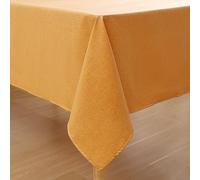 Homaxy Mantel con aspecto de lino, lavable, efecto loto, rectangular, 140 x 220 cm, mantel, protección antimanchas, funda de lino, mantel impermeable, amarillo