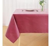Homaxy Mantel de Mesa con Aspecto de Lino Mantel Rectangular 140 x 220 cm Mantel Exterior Impermeable Antimanchas Protección de Mesa para Comedor, Jardín - Burdeos