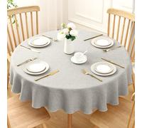 Homaxy Mantel de mesa con purpurina lavable con aspecto de lino, redondo, 140 cm, impermeable con efecto loto, protección antimanchas, mantel para salón, comedor, fiesta, gris claro