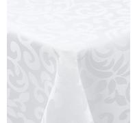 Homaxy Mantel lavable rectangular 100 x 140 cm, mantel de poliéster, jacquard, con adornos, fácil de limpiar, repele la suciedad, color blanco