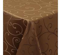Homaxy Mantel lavable rectangular, 130 x 160 cm, poliéster, mantel jacquard, ropa de mesa, adornos, repele la suciedad, fácil de limpiar, marrón