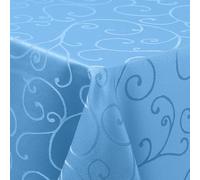 Homaxy Mantel lavable rectangular 140 x 180 cm, poliéster, mantel jacquard, ropa de mesa, adornos, repele la suciedad, fácil cuidado, color azul