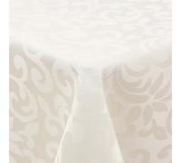 Homaxy Mantel lavable rectangular 140 x 240 cm, mantel de poliéster, jacquard, con adornos, fácil de limpiar, repele la suciedad, color beige