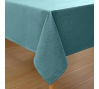 Homaxy Mantel Lino Lavable Efecto Loto Cuadrado 140x220 cm, Impermeable Antimanchas, Azul-Verde