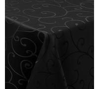 Homaxy - Mantel rectangular lavable de 100x140cm, de poliéster, mantel de mesa, jacquard, mantel con ornamentos, resistente a las manchas, fácil de limpiar, negro