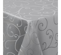 Homaxy - Mantel rectangular lavable de 140x180cm, poliéster, mantel de mesa Jacquard con ornamentos, resistente a las manchas, fácil de limpiar, gris