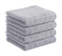 Homaxy - Paños de Cocina de 100% algodón de Rizo, diseño a Cuadros, Suaves y súper absorbentes, Paquete de 4 Unidades, 33 x 71 cm, Gris Claro