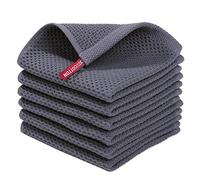 Homaxy Paños de Cocina de Tejido gofre 100% algodón, Ultra Suaves, absorbentes, de Secado rápido, 12 x 12 Pulgadas, Paquete de 6, Gris Oscuro