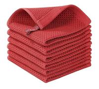 Homaxy Paños de Cocina de Tejido gofre 100% algodón, ultrasuaves, absorbentes, de Secado rápido, 12 x 12 Pulgadas, Paquete de 6, Color Rojo ladrillo