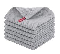 Homaxy Paños de Cocina de Tejido gofre 100% algodón, ultrasuaves, absorbentes, de Secado rápido, 12 x 12 Pulgadas, Paquete de 6, Color Gris Claro