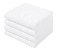 Homaxy Toallas de Cocina 100% algodón con Tejido gofre, ultrasuaves, absorbentes, de Secado rápido, 13 x 28 Pulgadas, Paquete de 4, Color Blanco