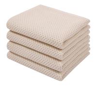 Homaxy Toallas de Cocina 100% algodón Waffle Weave para Platos, Toalla de Limpieza de Secado rápido, Ultra Suave, Absorbente, 30,3 x 60,8 cm, Paquete de 4, Beige