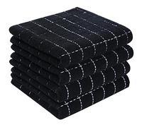Homaxy Toallas de Cocina de Rizo 100% algodón (Negro, 13 x 28 Pulgadas), diseño a Cuadros, Suaves y súper absorbentes, Paquete de 4