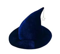 Hombo brujo en un borde grande: tocado gótico clásico, sombrero cónico negro decorativo | Estrella mística, disfraz encantador, para manifestaciones temáticas, carnavales o