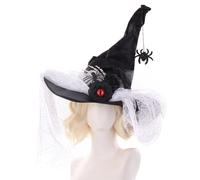 Hombo de brujas: sombrero de bruja negro retro con hueso de los dedos, cosplay de Halloween, tocado de encaje vintage puntiagudo, decoración de araña para mujeres, mascarada, baile de graduación, even