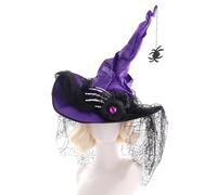 Hombo de brujas: sombrero de bruja negro retro con hueso de los dedos, cosplay de Halloween, tocado de encaje vintage puntiagudo, decoración de araña para mujeres, mascarada, baile de graduación, even