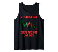 Hombre $1.000 al día Mantiene el Trabajo de Mierda lejos Inversor de Forex Trading Camiseta sin Mangas
