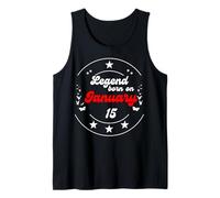 Hombre 15 de enero Cumpleaños Legend Man Boy Desde el 15 de enero Camiseta sin Mangas