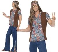 Hombre 1960s 60s Disfraz de Hippy Hombre 60's Traje de Hippie Por Smiffys