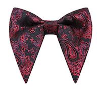 Hombre 4 1/4" Oversized Pajarita Grandes Pajarita Jumbo Butterfly Bowtie Pajaritas de Gran Tamaño Ya Atado con Cierre de Gancho - F16 Paisley Burdeos Negro