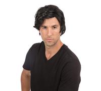 Hombre 80s Boyband Peluca Negra Lateral Patrón Accesorio para Disfraz