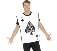 Hombre Adulto Naipes Disfraz As de Picas Reversible Conjunto Nuevo