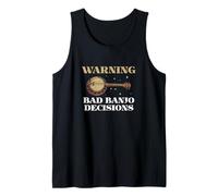 Hombre Advertencia Bad Banjo Decisiones Funny Banjo Music Un Jugador de Banjo Camiseta sin Mangas