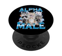 Hombre Alfa Divertido Bootleg Cat Gen-Z Meme PopSockets PopGrip Adhesivo