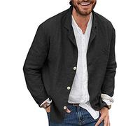 Hombre Algodón y Lino Casual Blazer Tres Botones Color Sólido Traje Suelto Chaqueta
