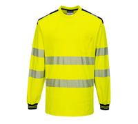 Portwest Camiseta De Alta Visibilidad De Manga Larga Pw3, Tamaño: M, Color: Amarillo/Negro, T185YBRM