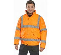 Hombre Alta Visibilidad Bomber Chaqueta Resistente Agua Polar Forro Capucha Ropa