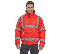 Hombre Alta Visibilidad Bomber Chaqueta Resistente Agua Polar Forro Capucha Ropa