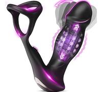 Hombre anal vibrador masajero de próstata juguetes con anillo de polla, 9 swing empujando y vibrando control remoto anal enchufe dildo vibrador, adulto masculino juguetes