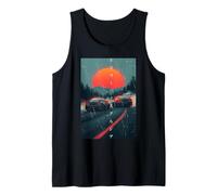 Hombre Angustia Vintage JDM Drifting Race Coches Escena Amanecer Camiseta sin Mangas